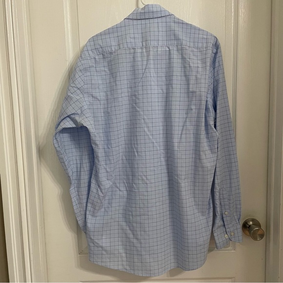 Men's BUTTONED DOWN Slim Blue and White Windowpane Check Shirt Size 17 - 36 - Picture 5 of 7